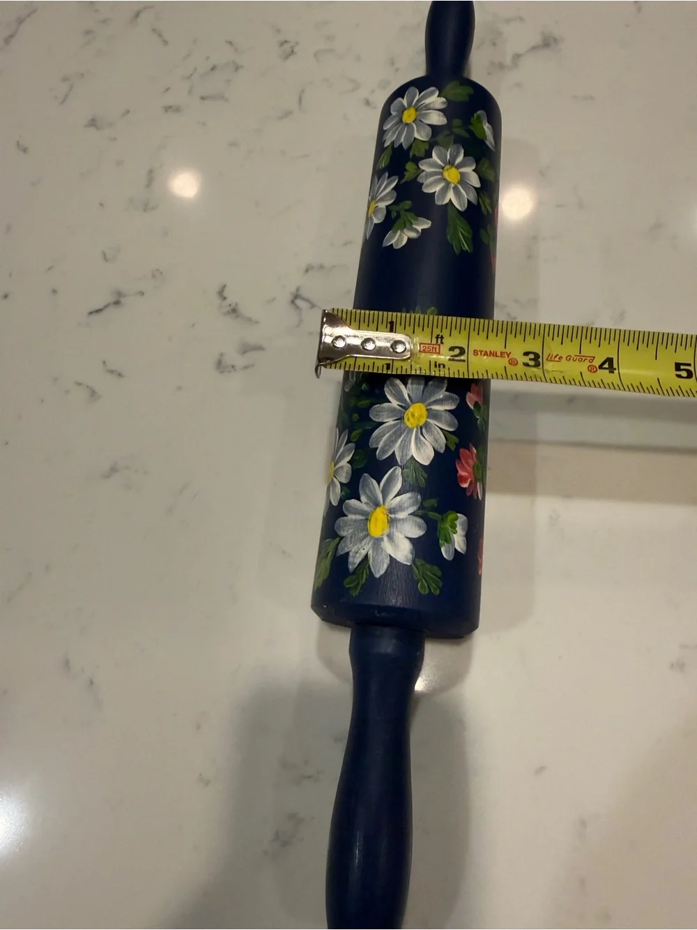 Hand-Painted Wooden Rolling Pin | Blue Daisy Cottage Farmhouse Kitchen Decor